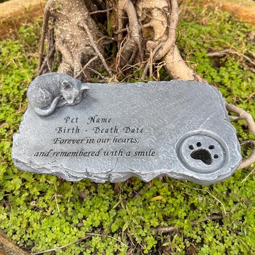 Personalized Memorial Stones for Pets Cat Memorial Garden Stone Engraved with Date and Name Cat Memorial Gifts for Someone Who Lost a Cat Pet Loss Gift Cat Headstone