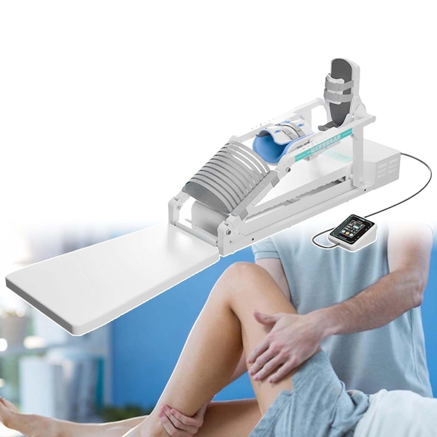 Elektryczny masażer do ćwiczeń kolan, trener rehabilitacji kolan, maszyna CPM, regulowane ćwiczenia rozciągające nogi w zakresie 0-140°, z terapią ruchu wzajemnego, na sztywność stawów