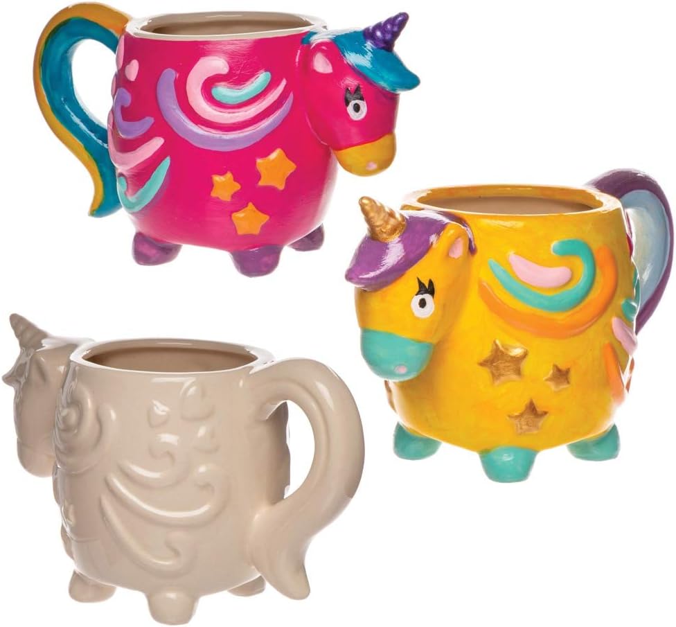 Baker Ross- Tazas de porcelana con unicornio (Pack de 2) - Actividad de manualidades infantiles para decorar y pintar