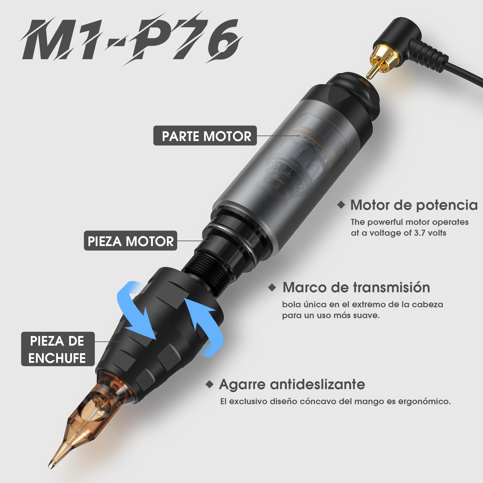 RHEIN Machine Kit Completo Rotativa Máquina con 1600mAh Batería 10pcs Cartucho 7 Colors Profesional for Principiante y Artistas