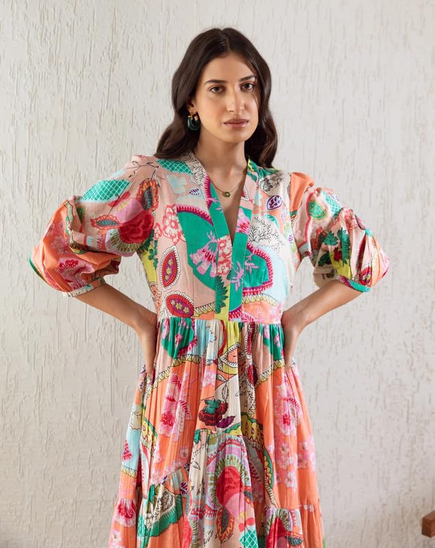 Image of Sheetal Associates Women's Fit and Flare Dress with Regular Sleeves | Comfortable Relaxed Fit Summer Dress