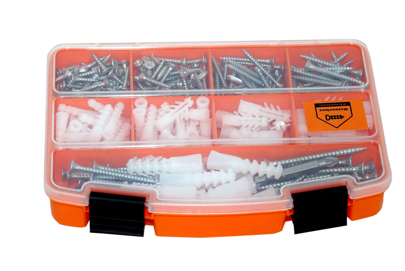 Netzerkoz All Essential Fasteners 320Parça 12 Çeşit Vida Seti, Dübelli Sunta Vidası Seti,matkap Ucu Bits Uç Ve Takım Çantası