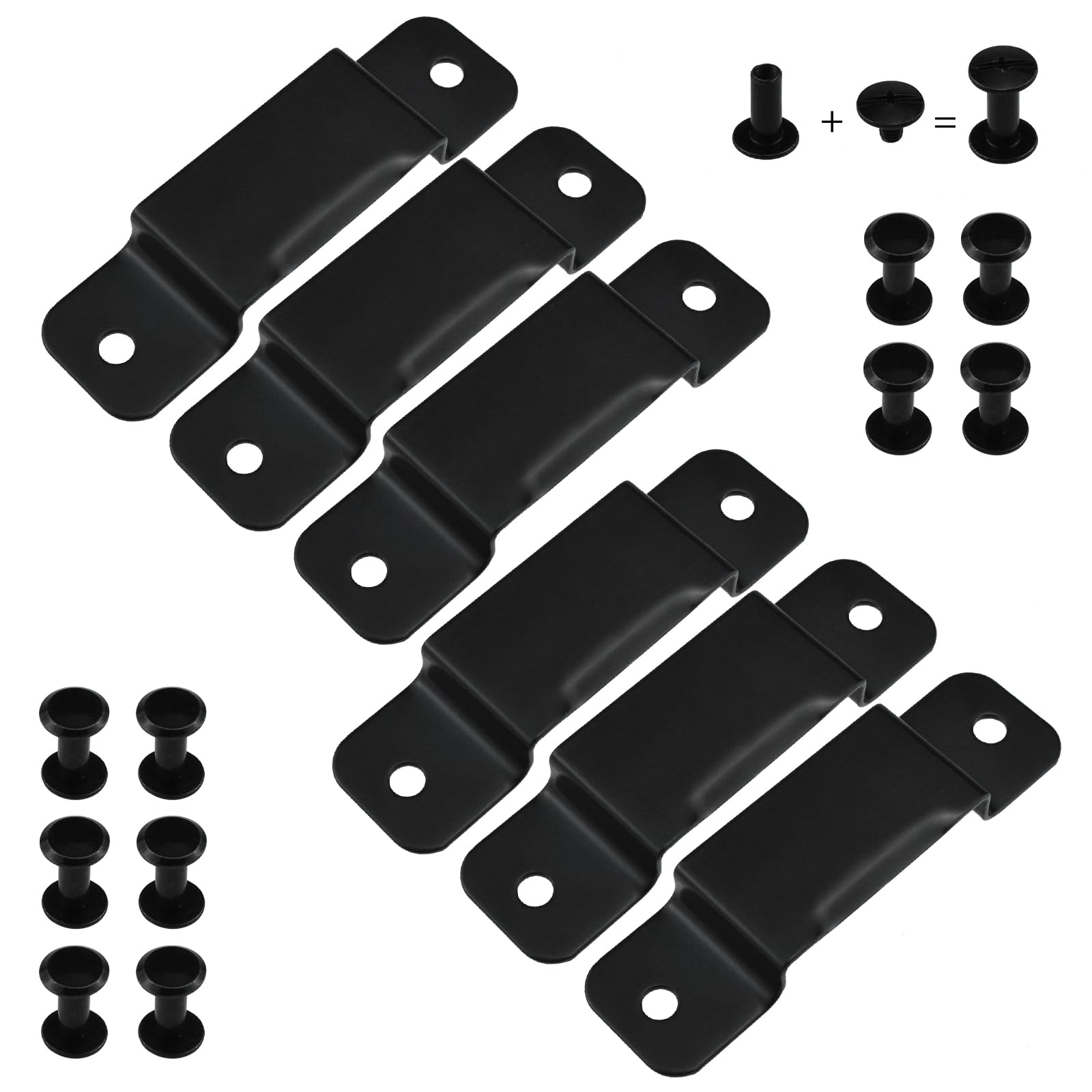 ZIUZI 6 Pcs Tape Measure Holder Clips, Metal Tape Measure Holder for Belt, Black Tape Measure Clips with Rivets for Leather Tape Holster and Tool Pocket Pouch