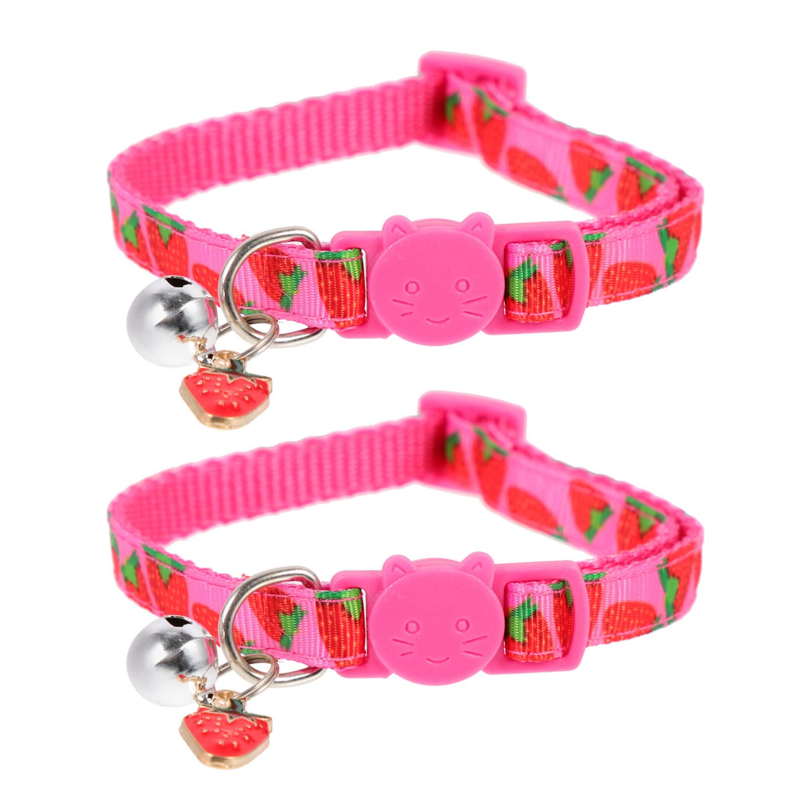Mipcase2Pcs Cat Collar with Bell Strawberry Printing Cat Collar Lightweight Cat Collar Pet Collar Decor Pendulum Necklace