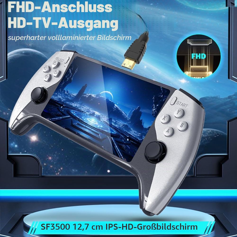 Retro-Handheld-Spielkonsole, Tragbare IPS Gaming Konsole mit über 20.000 Spielen, Unterstützung für 64GB-TF-Karten, 3000-mAh-Akku, Spielkonsole für nostalgische Gamer, Familie & Freunde