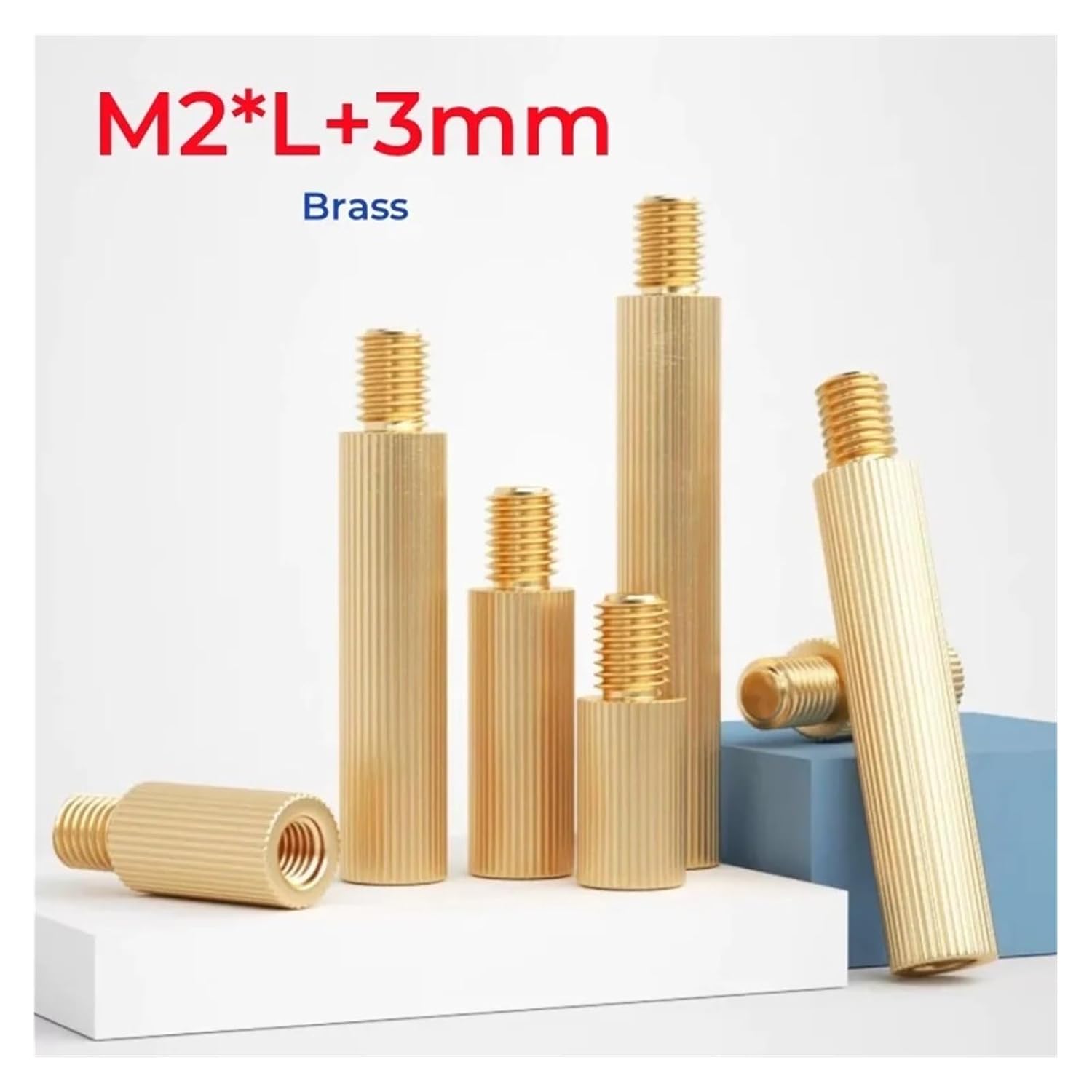 Brass Threaded Spacer M2*l+3mm Brass Threaded Pillar Round Spacing Screw PCB Standoff Single(50pcs,M2x5mm)