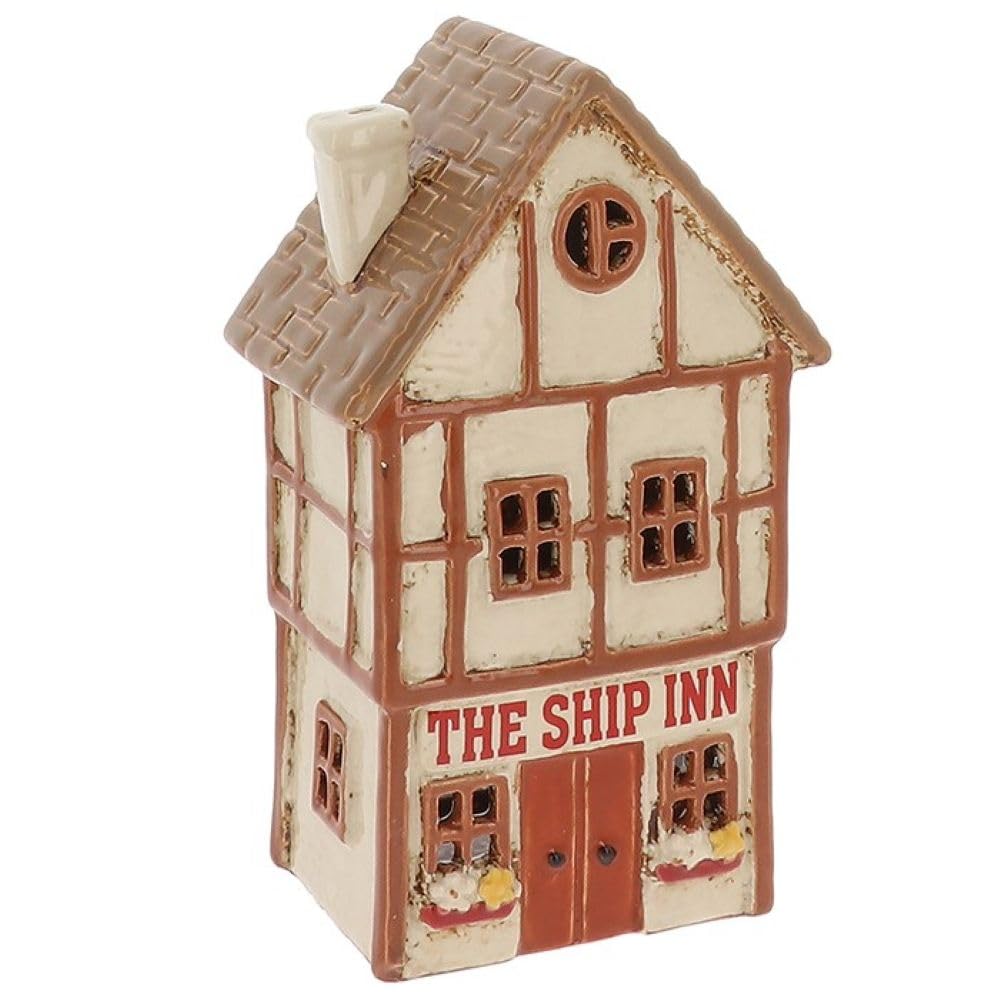 Village Pottery The Ship Inn Pub Tudor Style Tea Light Candle Holder 360140