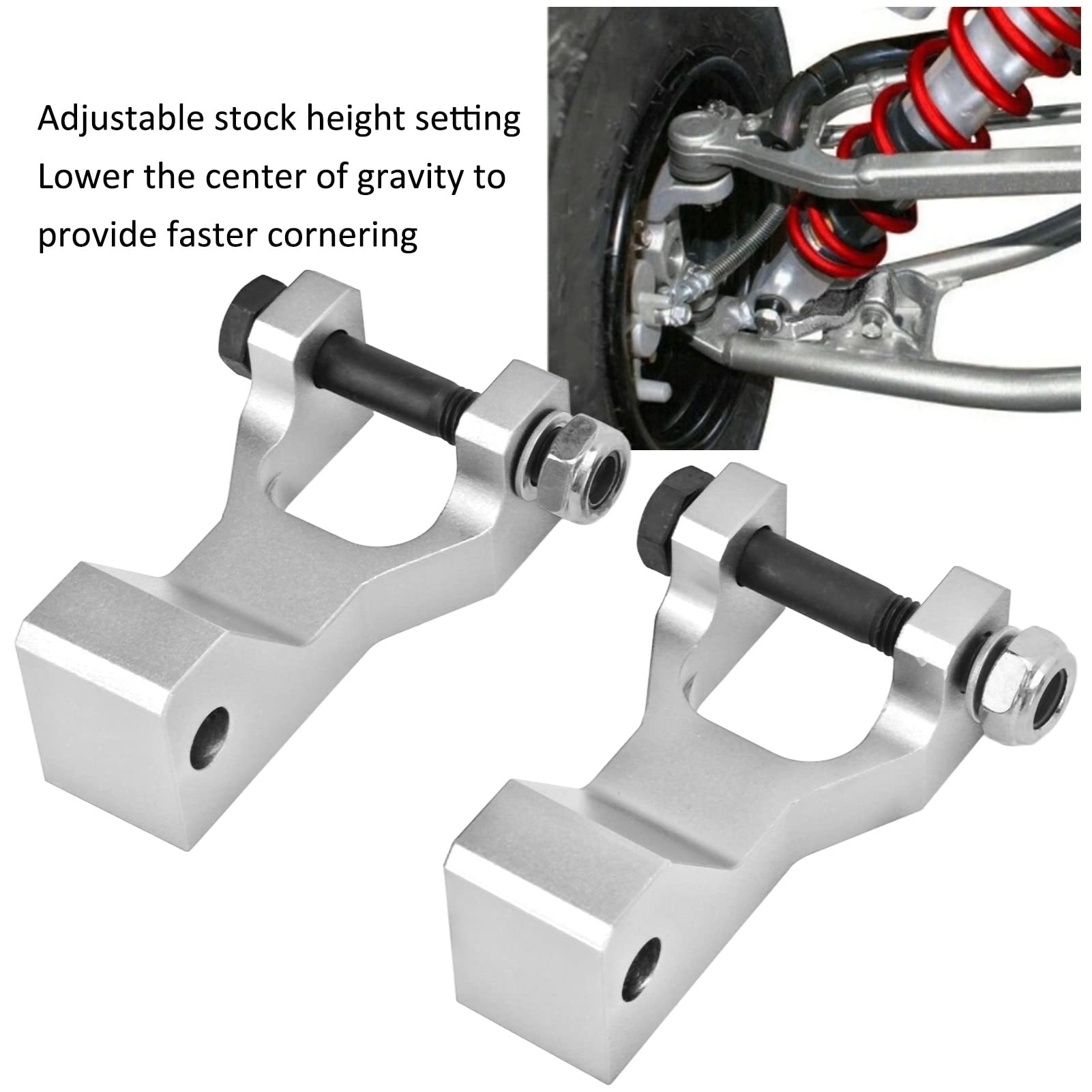 Kit de Descenso Delantero ATV, Akozon Aleación de Aluminio Caída de 3,5 Pulgadas Kit de Descenso Delantero Ajustable para 660 660R YFM660R 2001-2005(Plata)