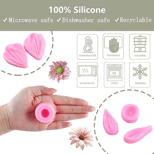 Vista 22 de Zixiang Molde de veteado de silicona para pasta de goma, molde de pasta de goma, molde de flor de peonía, molde de lirio de orquídea para decoración