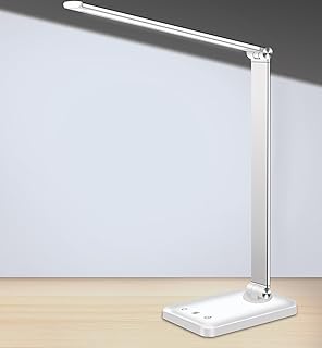 Multifunctional LED Desk Lamp with USB Charging Port, 5 Lighting Modes,5 Brightness Levels, Sensitive Control, 30/60 min Auto Timer, Eye-Caring Office Lamp 8W 5000K