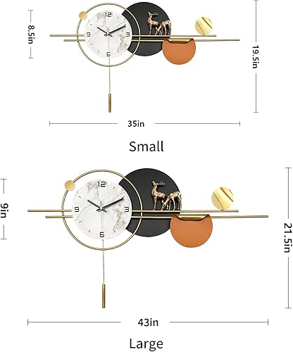 Miniatura 4 de Relojes de pared de péndulo para decoración de sala de estar, reloj de pared silencioso y moderno, relojes de pared grandes para decoración de