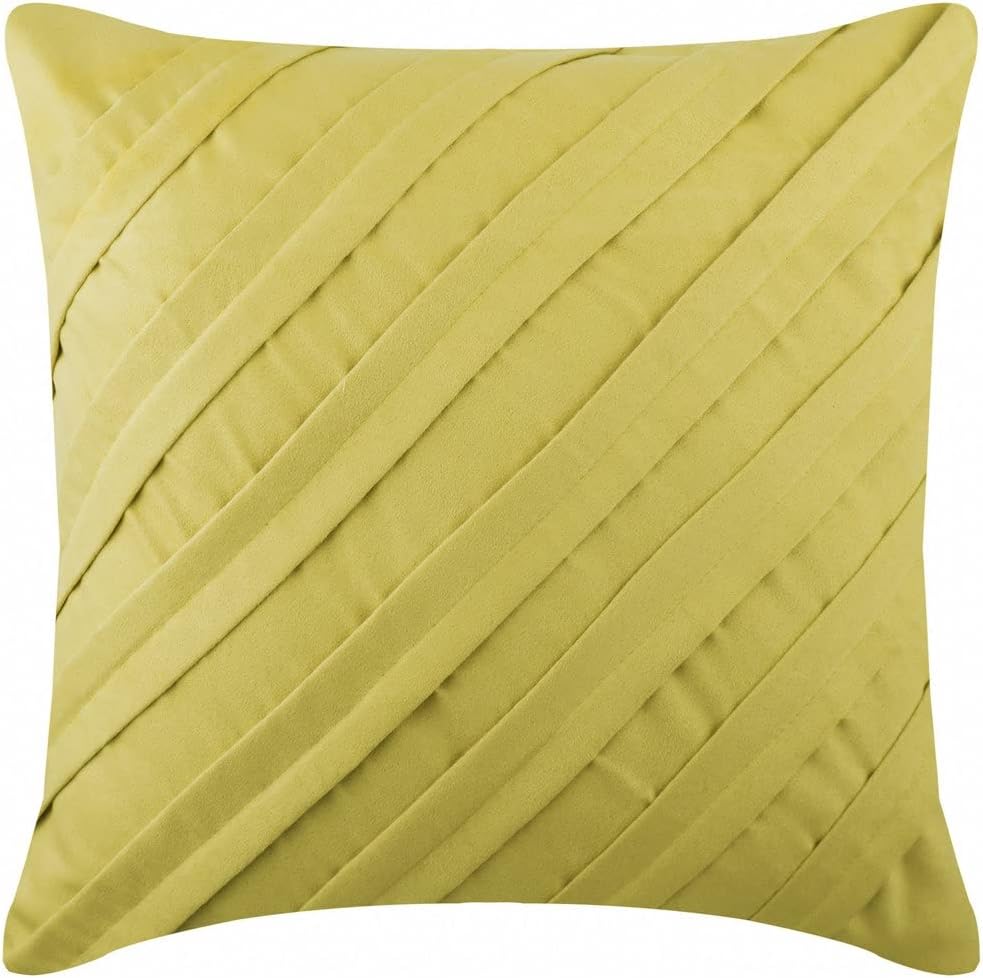 The HomeCentric Butter Yellow Pillow Shams, Textured Pintucks Solid Color Pillow