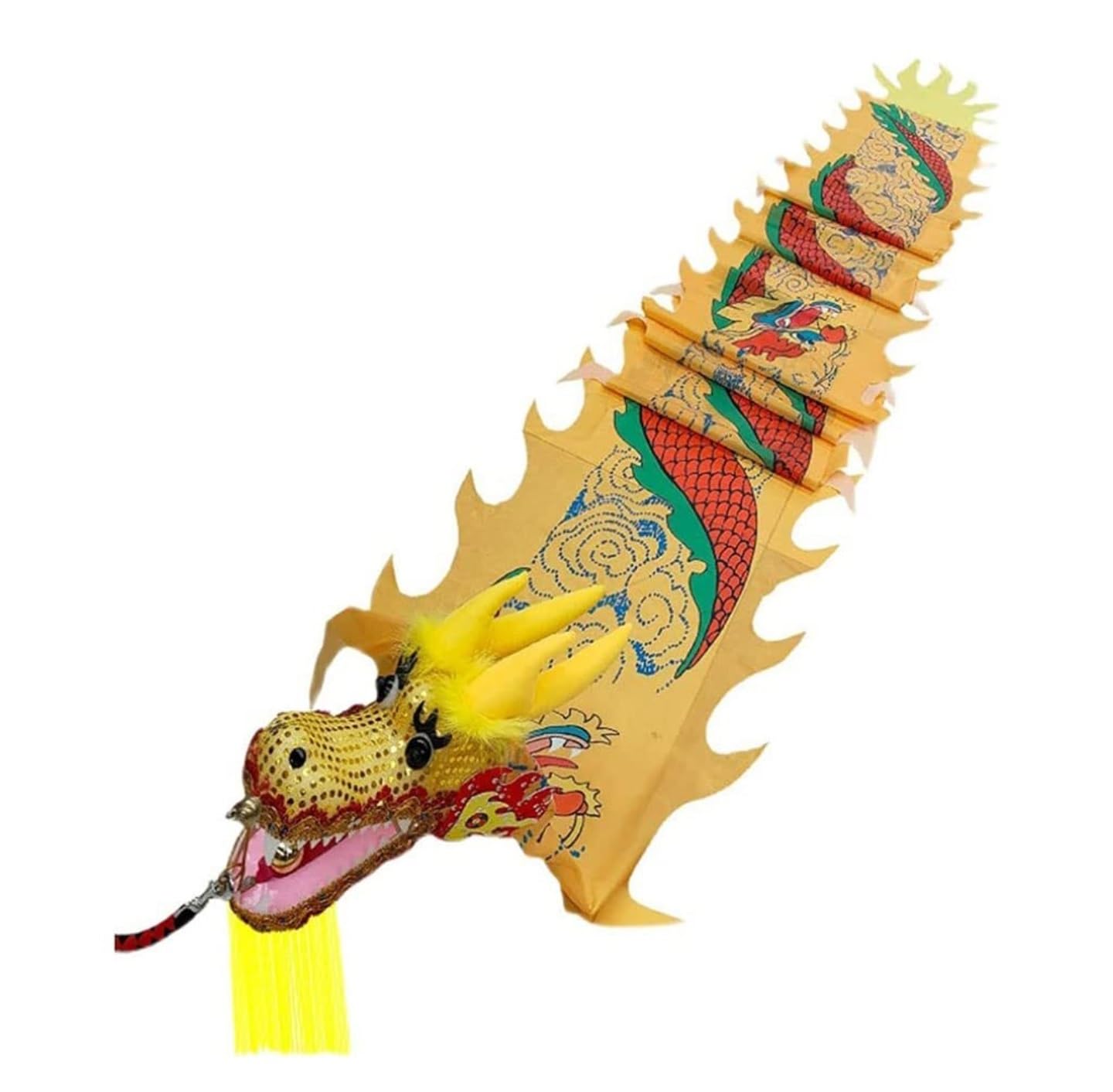 BJfhRH Outdoor Sports Traditional Chinese Dragon Dance Ribbon Streamer For Outdoor Fitness Party Stage Performance Prop Festival Celebration(Yellow,10m)