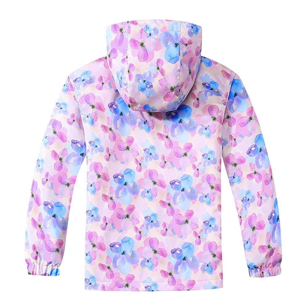 Echinodon Veste doublée pour fille - Veste d'extérieur demi-saison - Veste de randonnée imperméable - Coupe-vent - Veste de pluie pour enfant