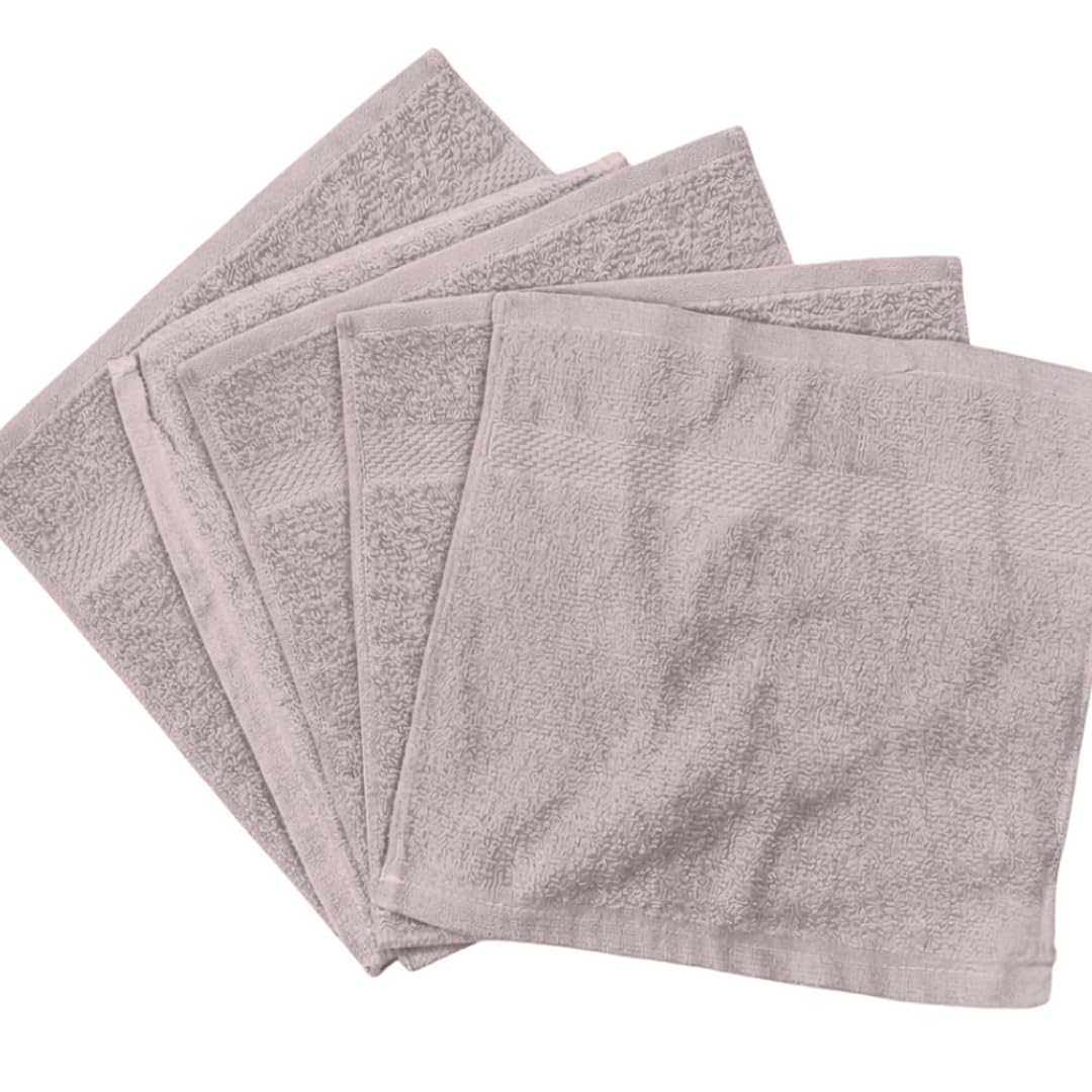 Diamond Tex Pack of 6, 12, 24, 36, 48, 96 Face Cloth 100% Egyptian Cotton Soft Flannels Set Quick Absorbent Washcloth 500-GSM Gym, Golf Hand Wash Towels 30x30cm (Silver, 36)