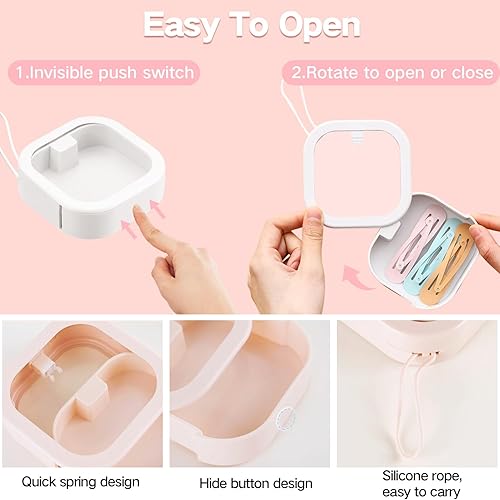 Miniatura 5 de 2 cajas pequeñas de almacenamiento de viaje portátil para hisopo de algodón, hilo dental, joyas, lazos para el cabello, caja organizadora portátil