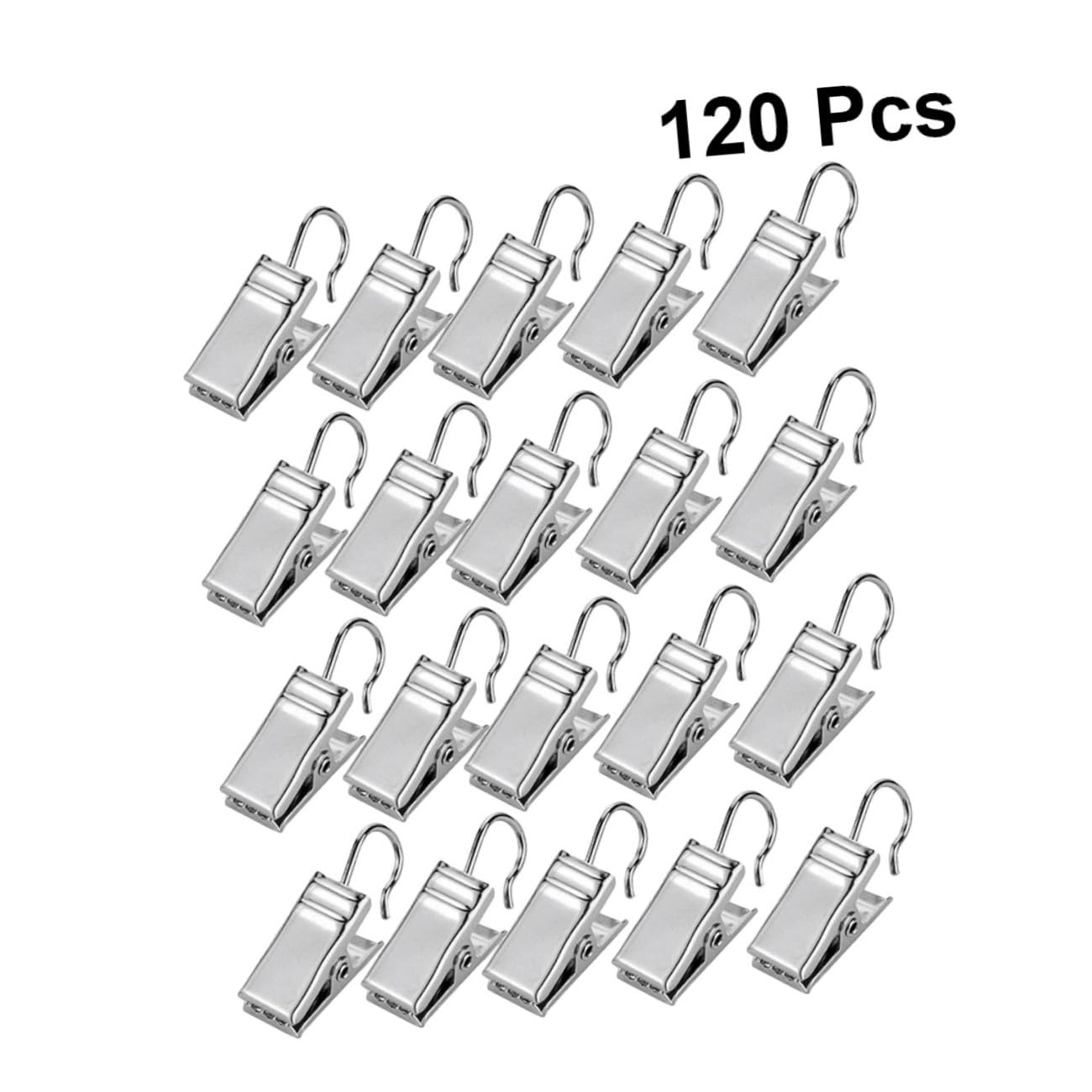 ABOOFAN 10 Sätze Lichter Aufhänger Multifunktionsbügel Mehrzweckhalter Gardinen Klemmen Kordelklemme Kabelklipse Kompakte Clips Netz Pole Duschklammern Gardinenclips Silver 120 Stück * 10