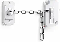 Trava de Segurança Pro 2x – Corrente em Aço Inox Ajustável 0-20cm com Adesivo Extra Forte Sem Furação para Geladeira, Armário, Janela, Gaveta e Eletrodomésticos