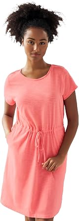 ellos Plus Size 100% Cotton Cinched-Waist Drawstring Midi Dress