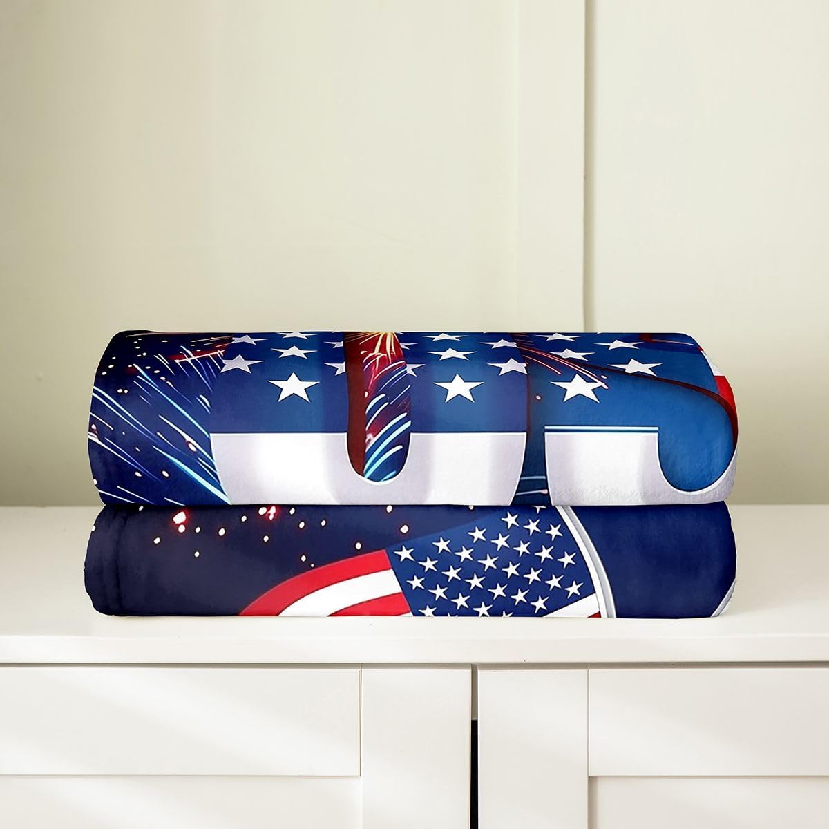 Feelyou America Flag Flannel Blanket Plush Fuzzy 250th Anniversary American Fleece Throw Blanket for Boys Girls Personalized Initial USA Plush Lightweight Sofa Throw Baby 30"x40" for Bed Couch Chair image 3