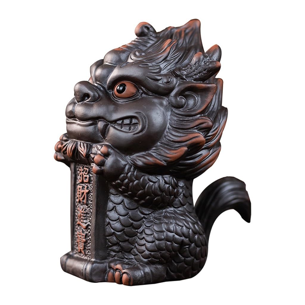 ENGENDER Kung Fu Tea Pet Purple Clay Pottery Tea Pet, Kirin Ornaments, Light Luxury Table, Toys And Sets(A)