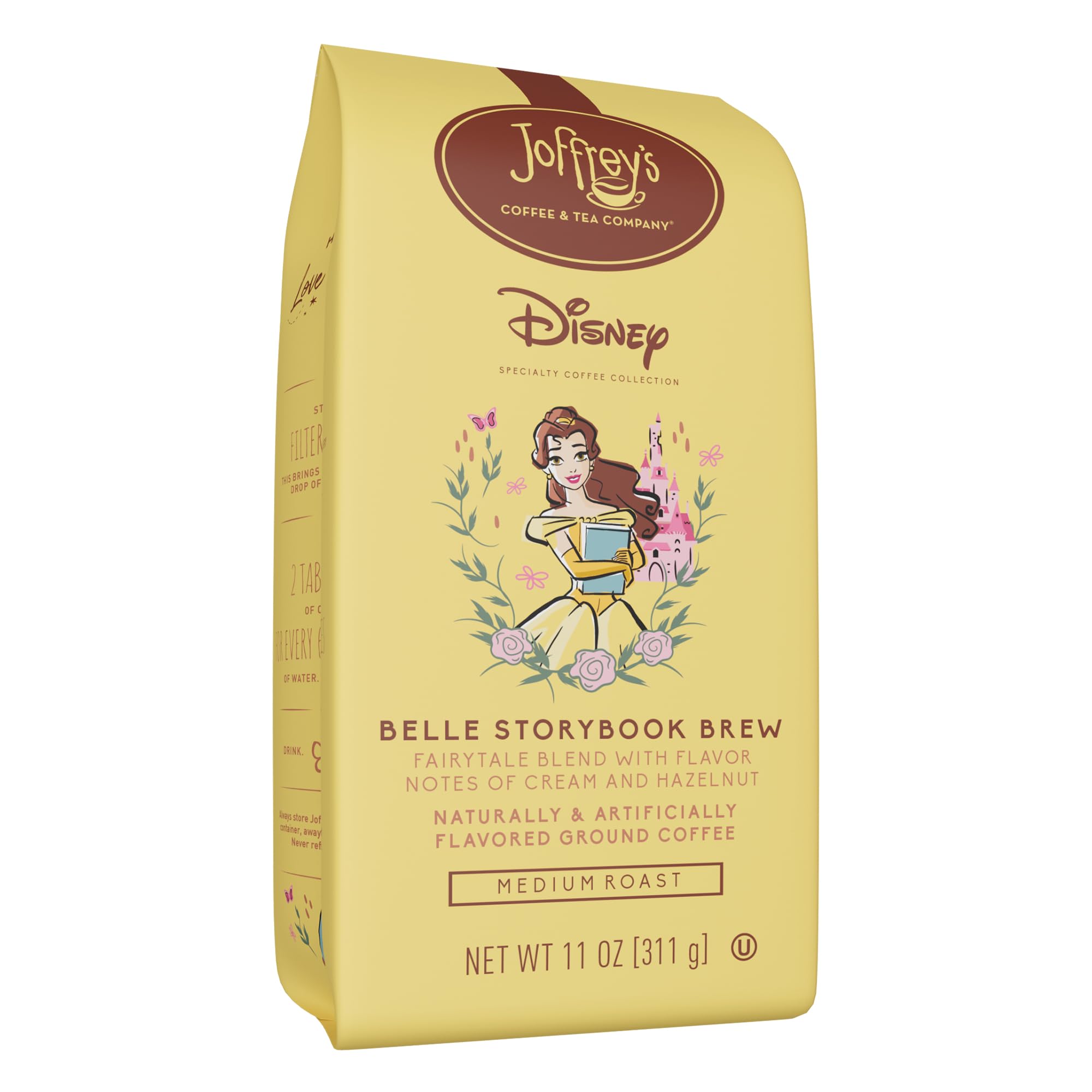 Joffrey's Coffee - Disney Belle Storybook Brew, Disney Specialty Collection, Flavored Coffee, Arabica Ground Coffee, Artisan Medium Roast, Rich & Smooth Taste (Ground, 11oz)
