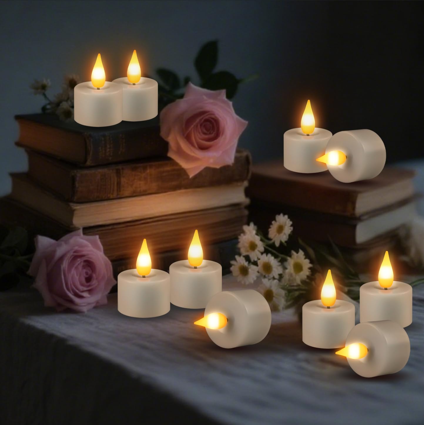 Candele LED Piccole per Tavolo del Tè, Effetto Luce Fiammeggiante per Atmosfera Accogliente, Set da 6/12 pezzi, Ideali per Decorazione del Tè e Cena Romantica