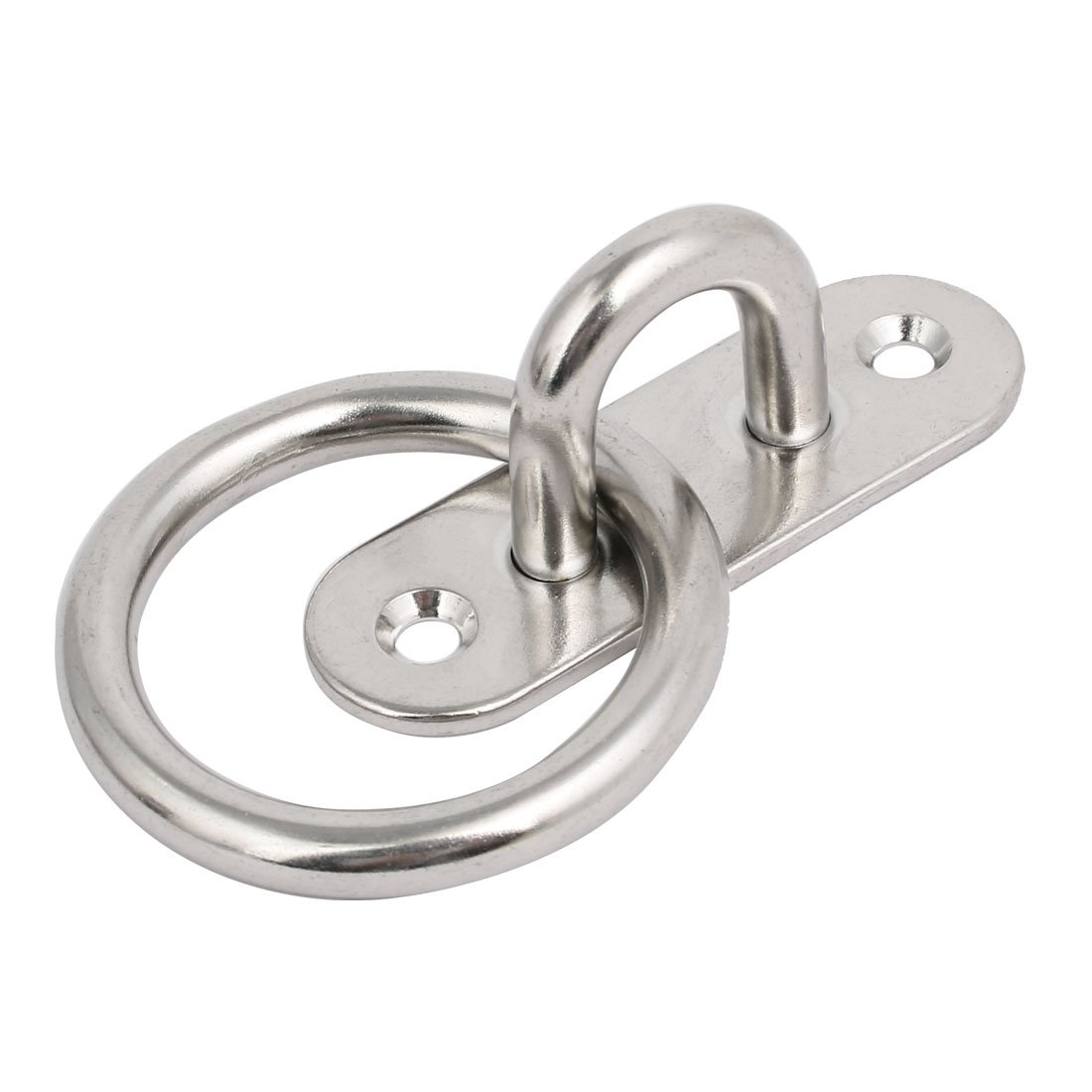 Aexit 2pcs 316 Home Hardware Stainless Steel 8mm Thickness Oblong Sail Shade Pad Eye Plate w Ring Model:31as438qo606