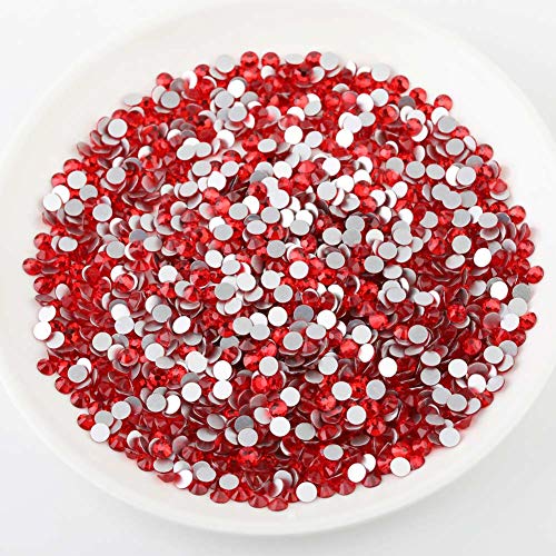Image of beadsland Flat Back Crystal Rhinestones Round Gems for Nail Art and Craft Glue Fix, Light Siam (2.9-3.0mm) SS12 /1440pcs