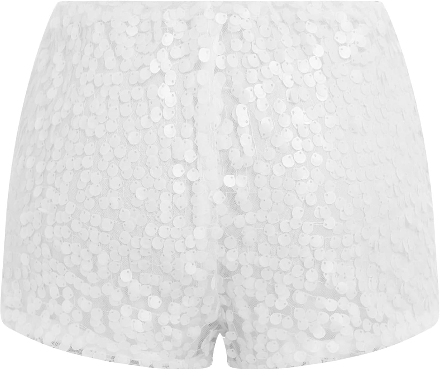 Women's High Waist Sequin Shorts Sparkly Glitter Straight Short Pants Clubwear Bottoms