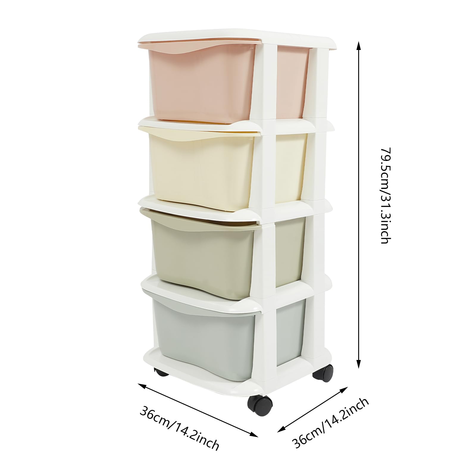 4 Tier Storage Unit,Toy Organizer -4 drawer organizer for the bedroom living room to Place Children's toys, snacks, towels (Macarons)