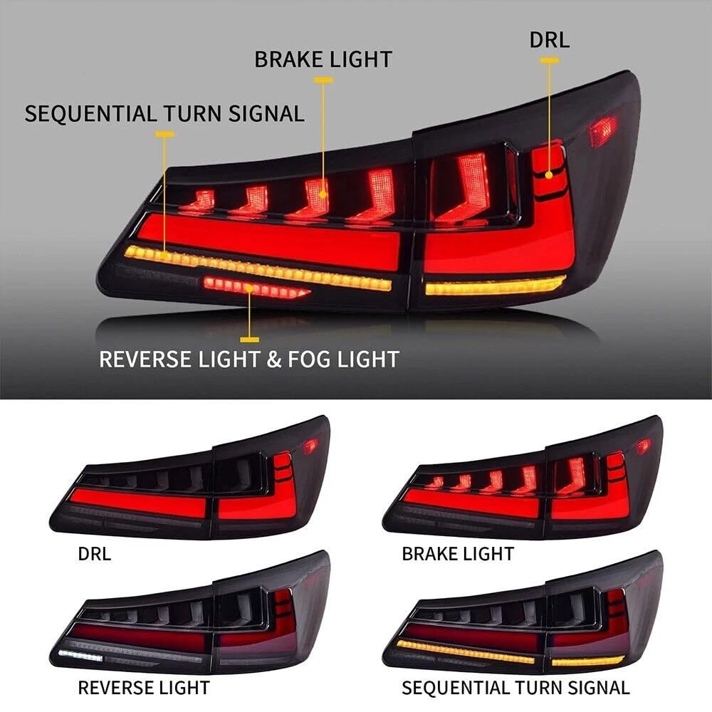 Fanale Posteriore Coppia Gruppo Fanale Posteriore per Auto per Lexus IS250 IS300 IS350 ISF 2006-2012 LED Luce Segnalazione Freno Auto LED Fanale Posteriore Parti Tuning