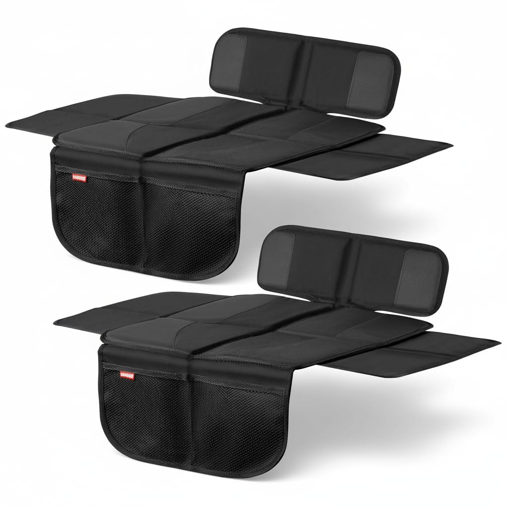 HerzensKind Premium Kindersitzunterlage, der Beste Schutz für Ihre Autositze, universeller Autositzschoner für Textil- und Ledersitze, ISOfix geeigneter Sitzschoner für alle Kindersitze (S (2-Pack))