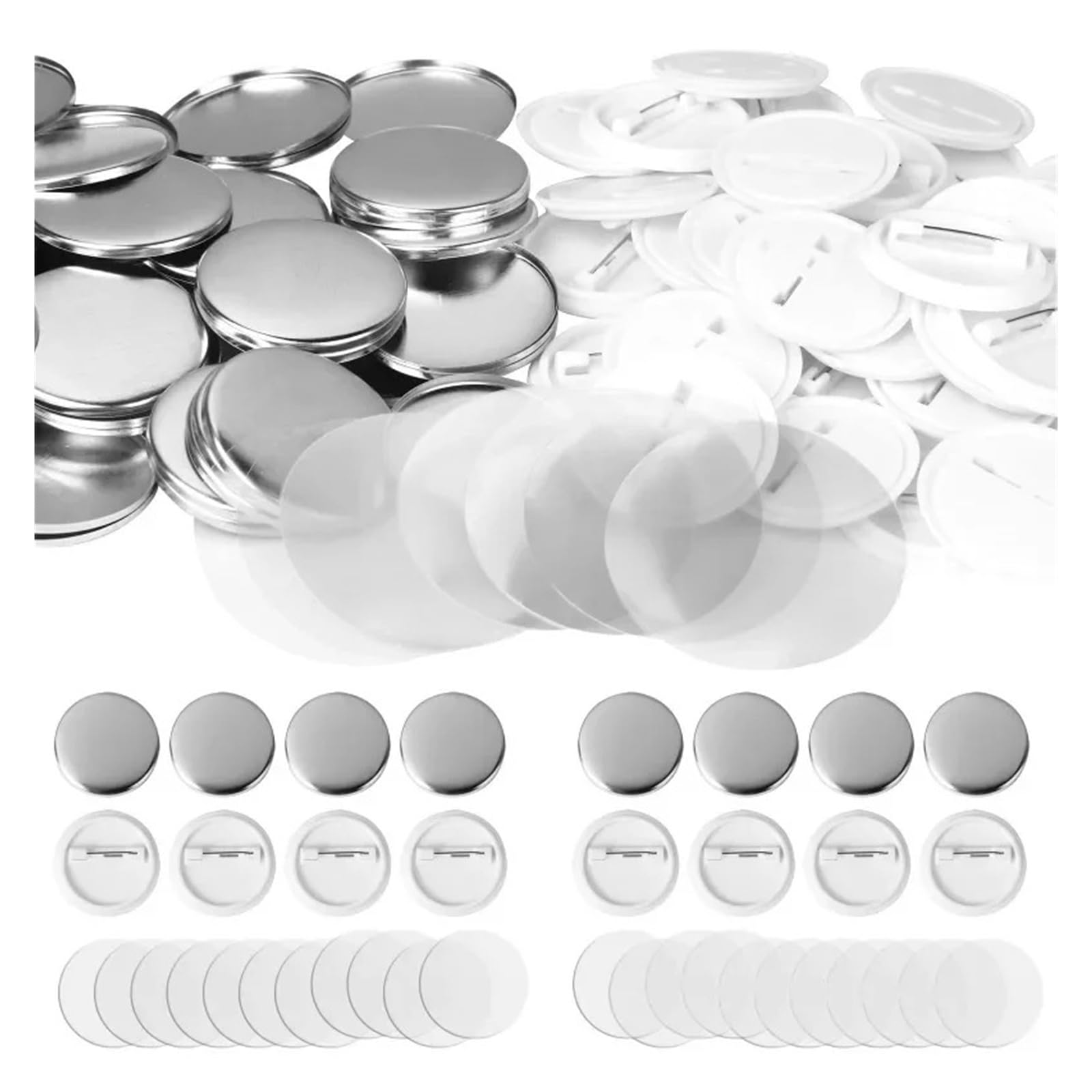 100 szt. Pusty przycisk Materiały do ​​rękodzieła 25-75 mm Okrągła plakietka Części Zestaw z tworzywa sztucznego/metalu Matowej szpilki Efektywnie DIY