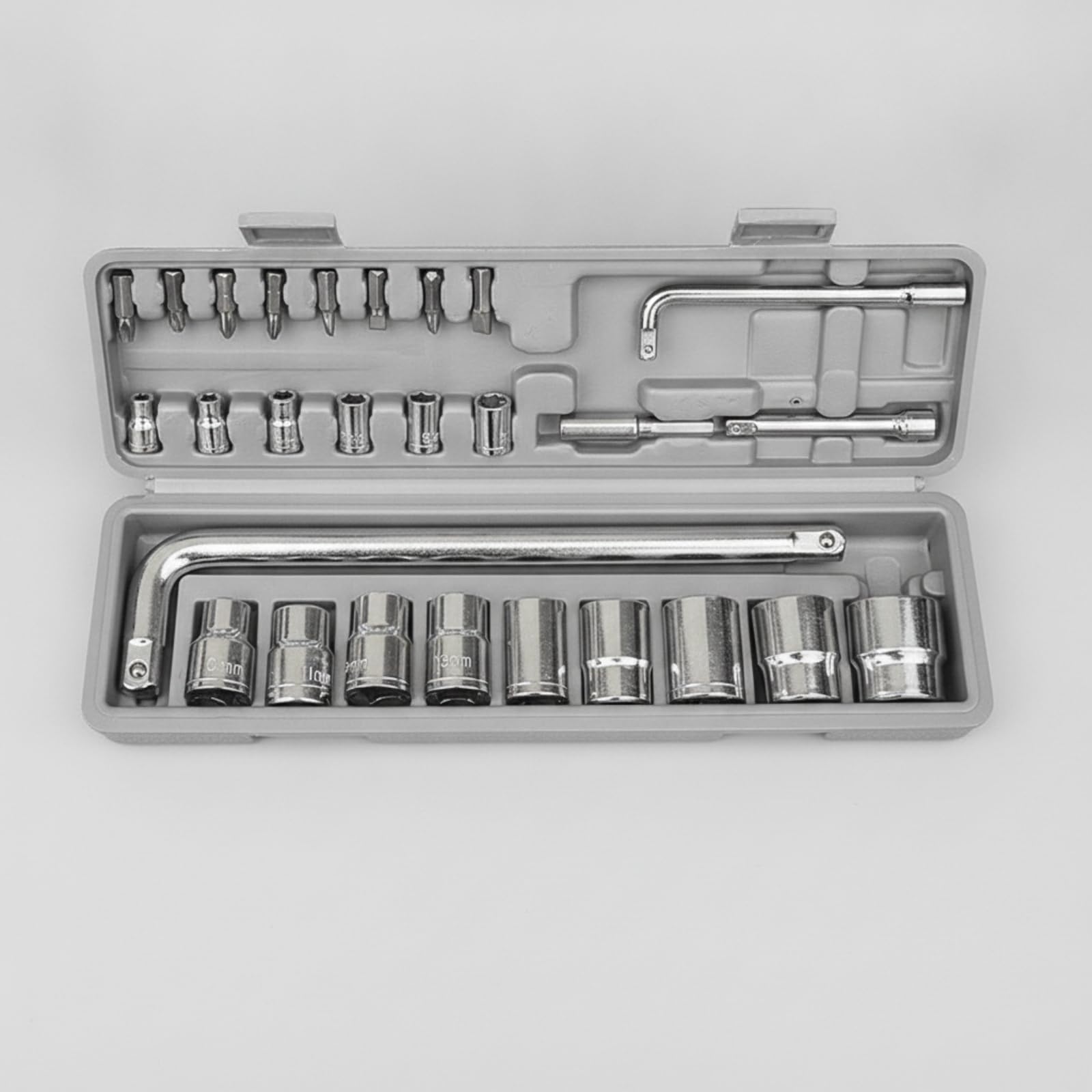 perfk Kit Clés à Douilles Embouts Tournevis pour Réparation Voiture en Acier Vanadium Rallonges Poignée en L pour Serrage sserrage Fixations Dans Espaces Restreints.