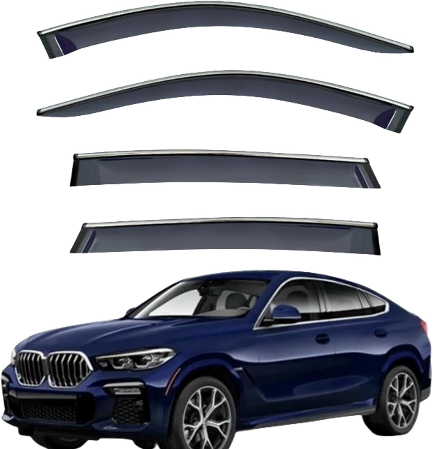 PANXUC Car Wind Deflectors for BMW X6 2020 2021 2022 2023, Side Window Wind Rain Deflector Window Visor Sun Rain Guard Smoke Guards