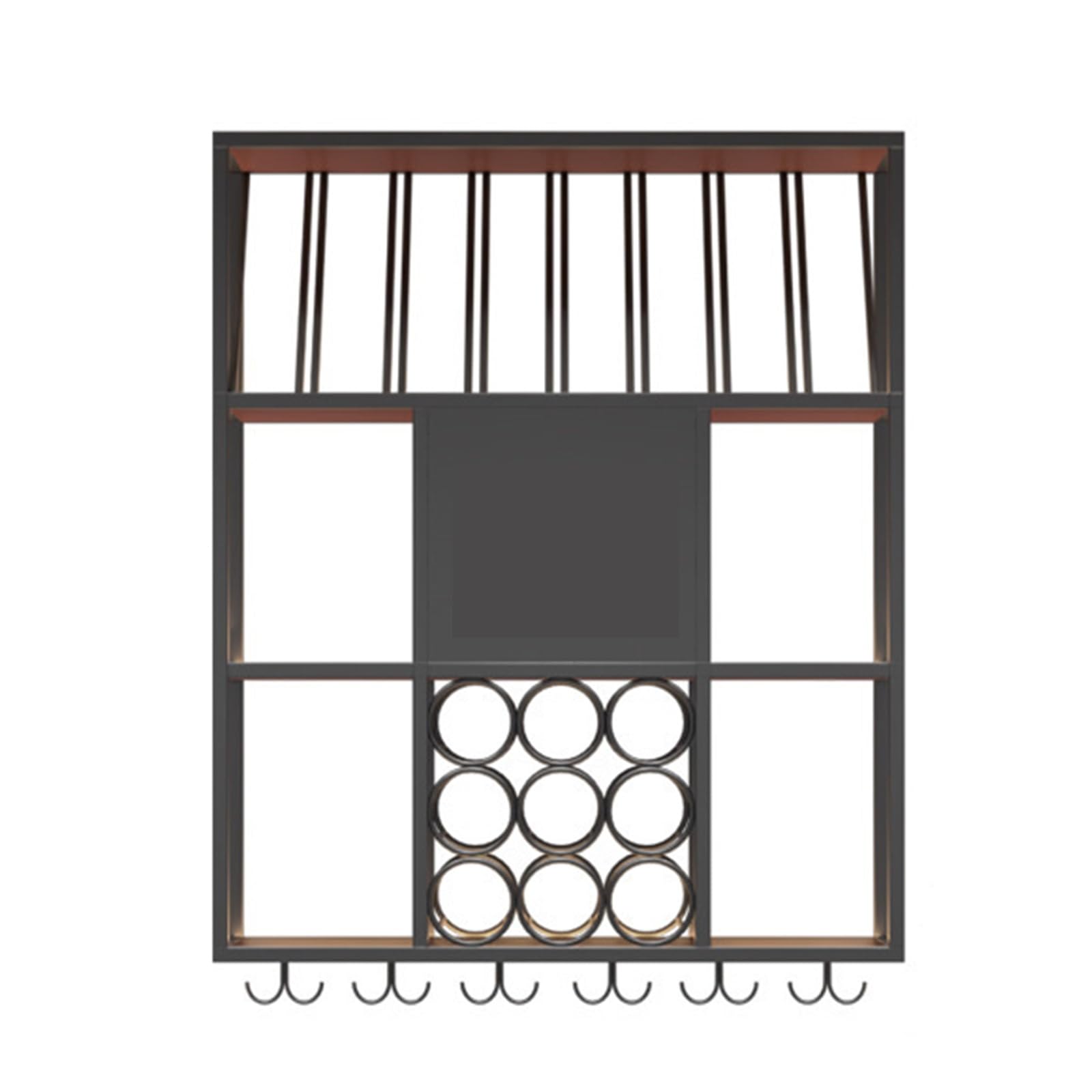 Wall Mounted Wine Rack Botellero de Hierro, Botellero de Pared Soldado a Mano, Botellero Vino Pared Industrial con Ganchos para Copas de Vino Cocina, Hogar, Bar(Gold)