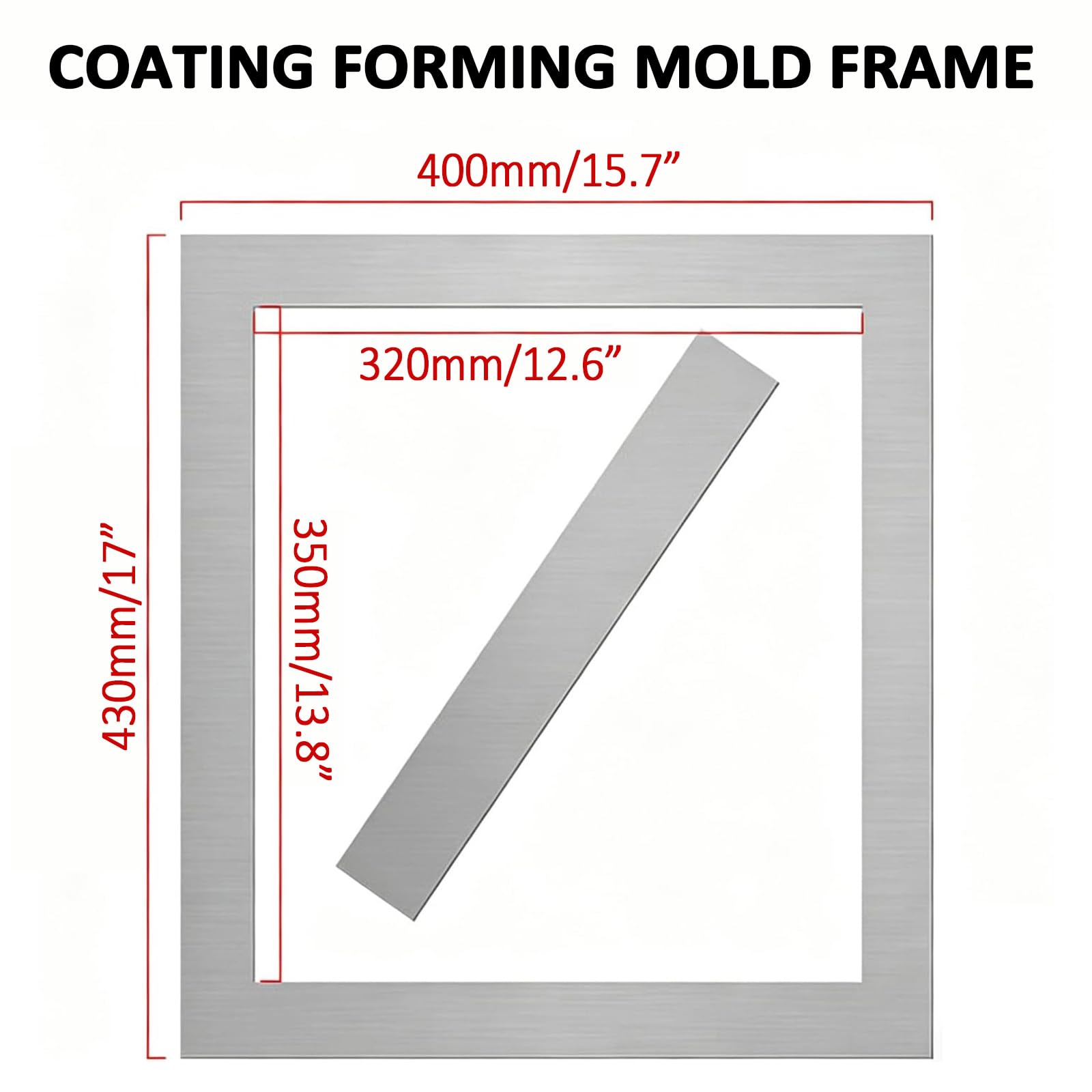 Zestaw ramek do odlewania powłok, wodoodporne testowanie materiałów, grubość powłoki 1,5 ± 0,2 mm, rozmiar ramy wewnętrznej 320 x 350 mm dla spójnych rezultatów