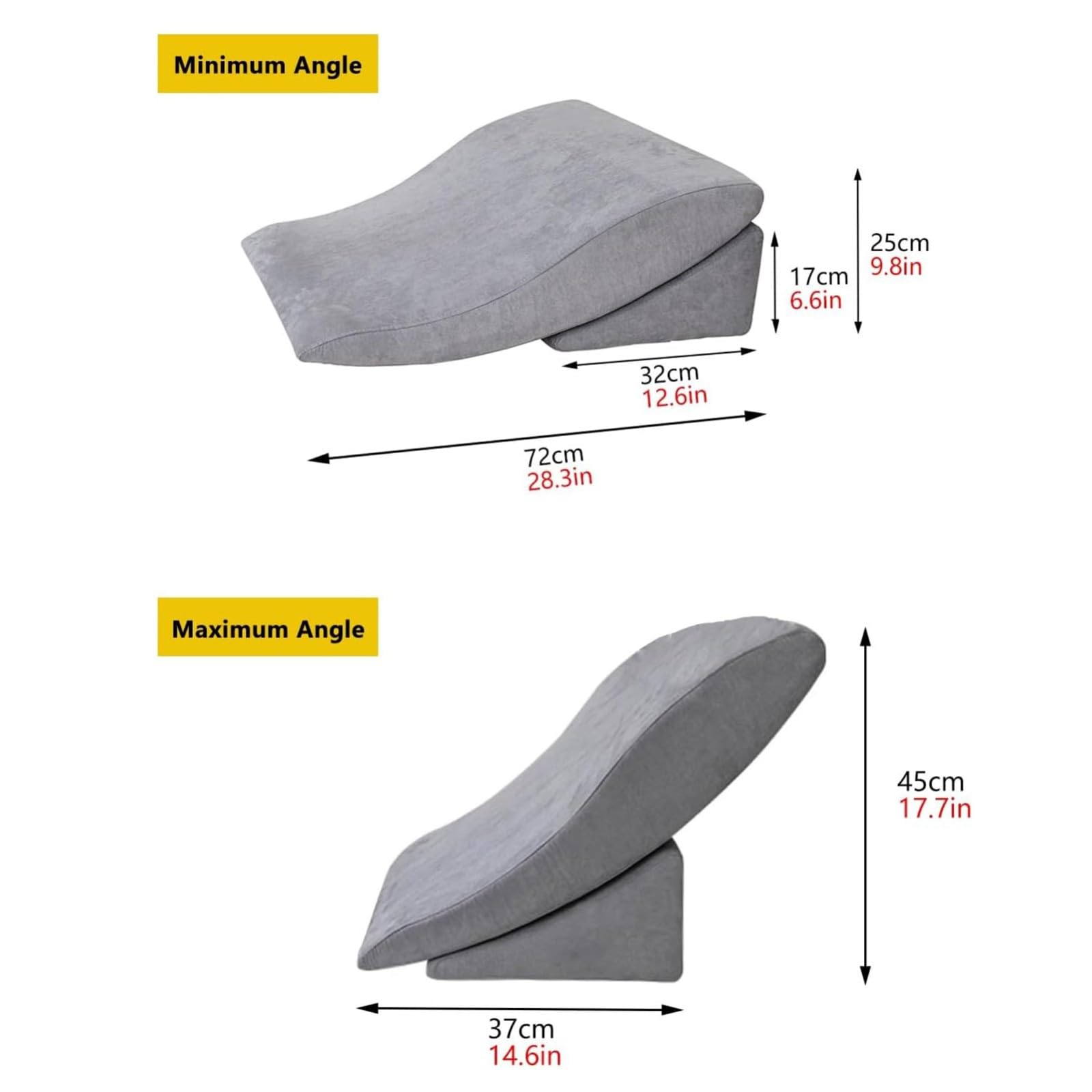 Juego De 2 Almohadas De Cuña Ajustables para Dormir,Espuma Viscoelástica para Recuperación Después De La Suregería,Alivio del Dolor De Espalda,Cuello,Piernas,Reflujo Ácido A