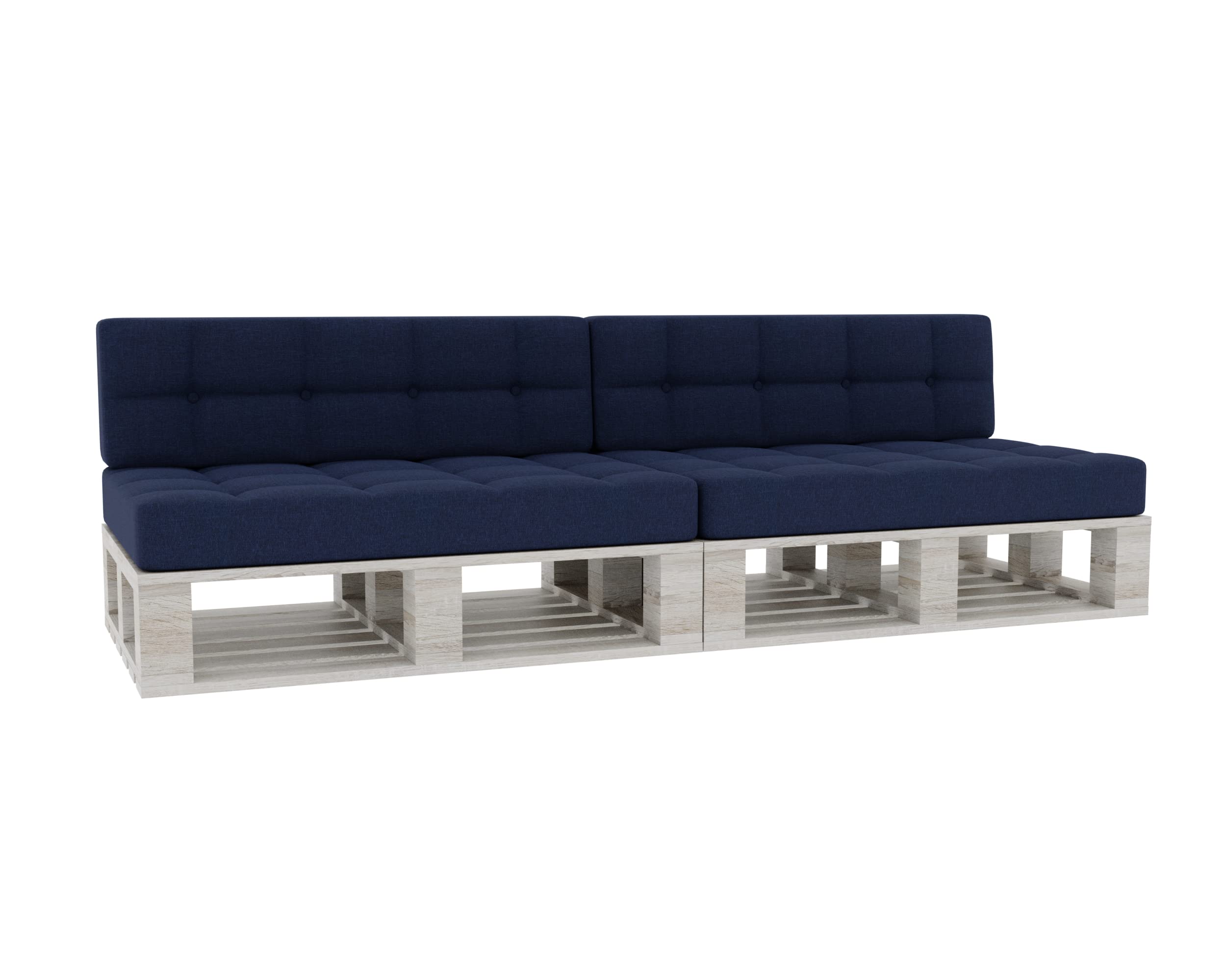 Gutekissen® Cuscini per pallet Cuscini trapuntati con bottoni, Cuscini per pallet trapuntato PFG 2xSet (Cuscino di seduta 120x80 +Schienale 120x40), Navy Blau