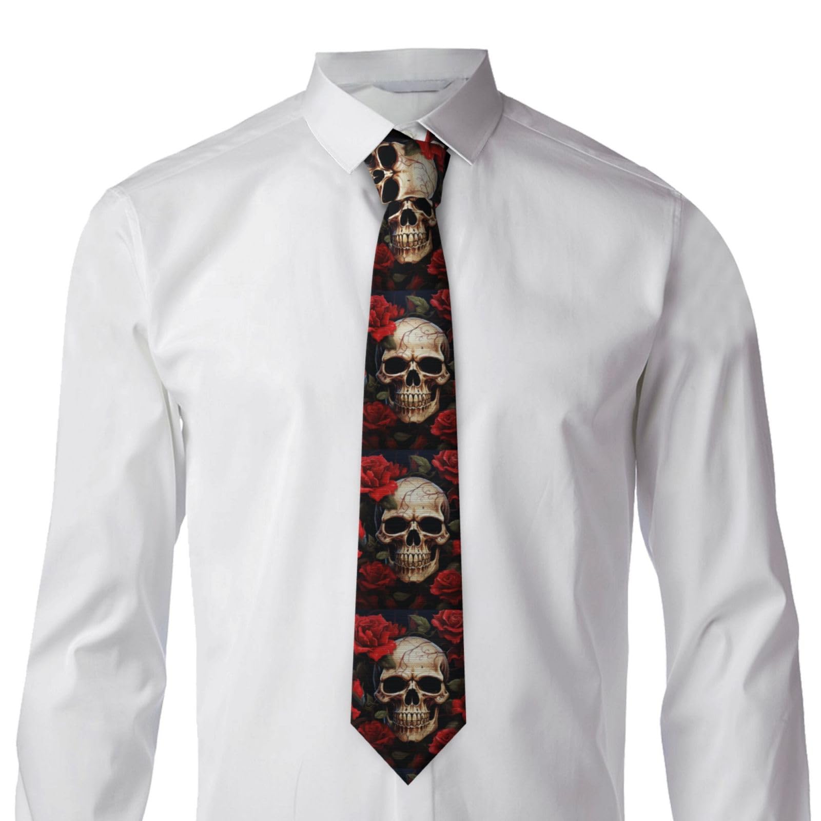 PAQOLSMCKR Mens Ties Classic Neat Tie Skull Rose-Red Ties for Men Formal Men's Necktie for Business Dinner Wedding