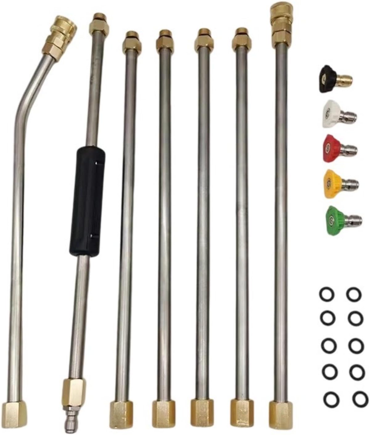 Pressure Washer Extension Wand 5 Nozzle Attachment Replacement Lances 1/4" Quick Connecting For High Reach Pressure Washer Extension Wand Set
