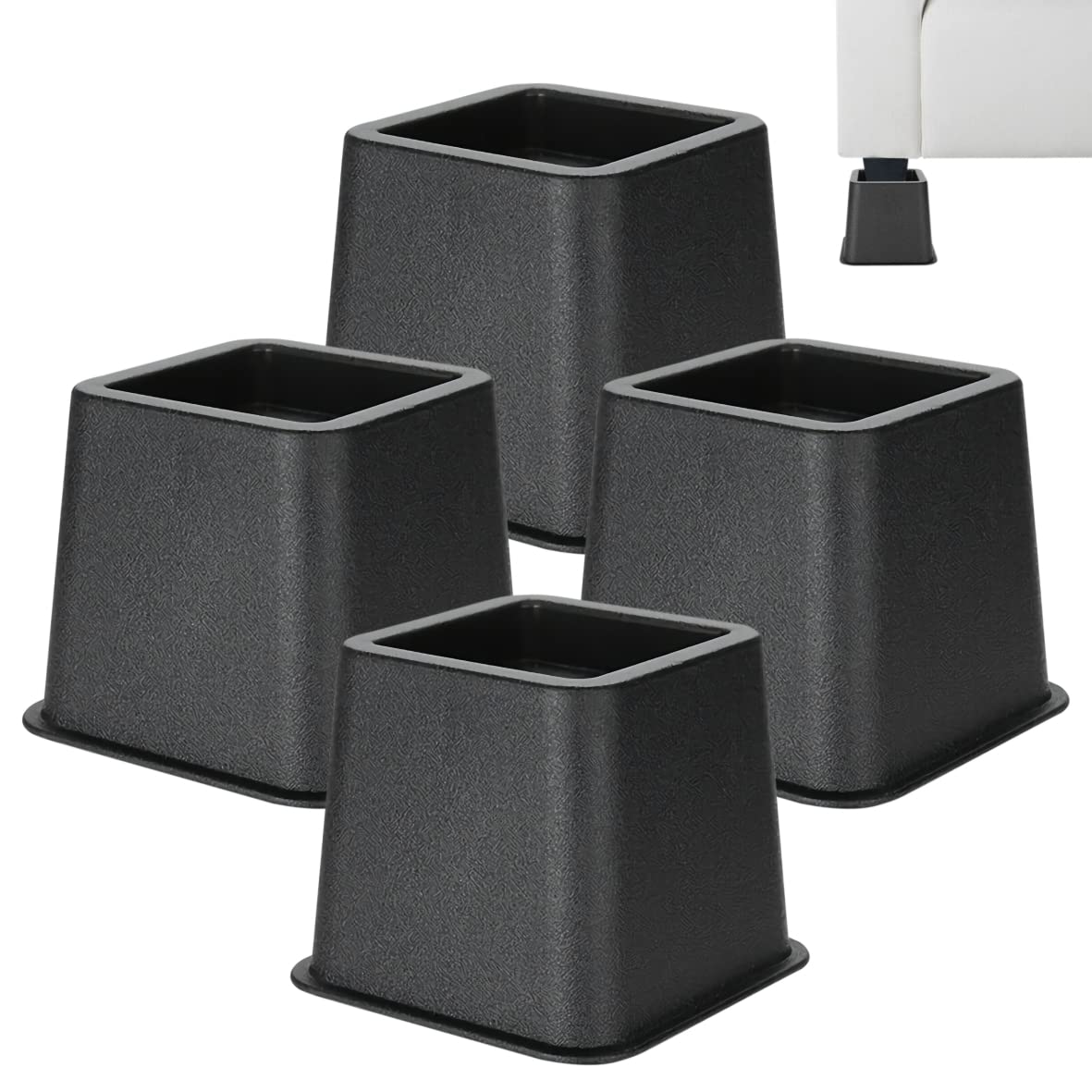 MixDora 4X 3" PP Bed Chair Risers Feet Leg Lift Furniture Raisers Stand Dinner Table