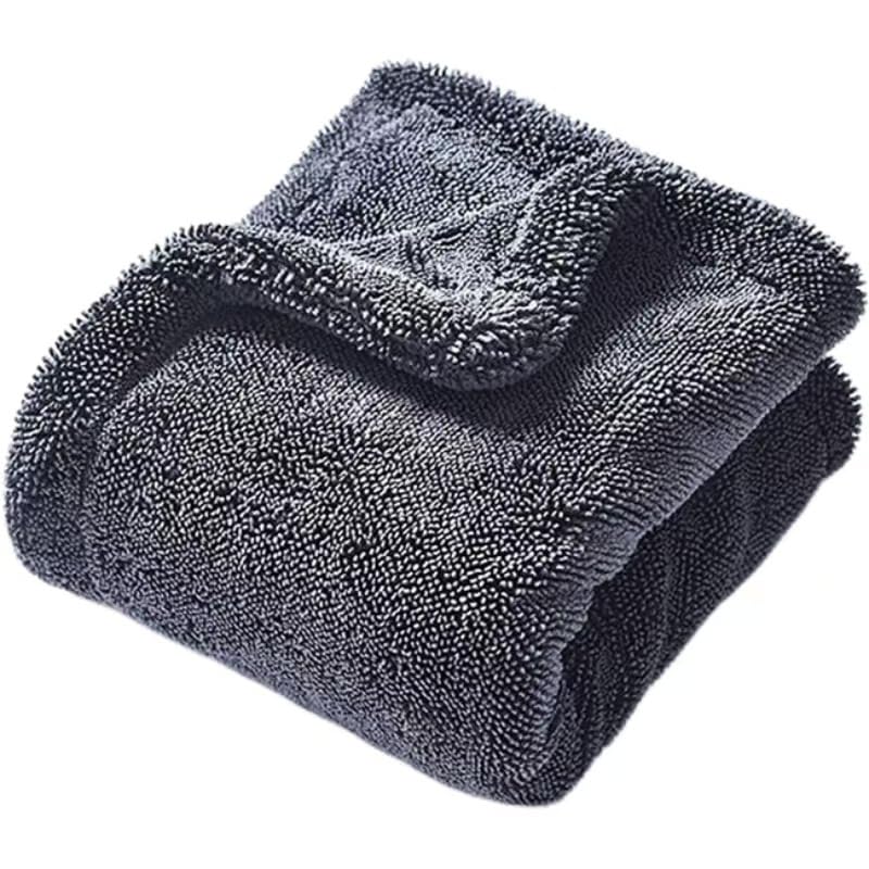 Serviette de voiture en microfibre 90x60 cm grise 650 gsm biface