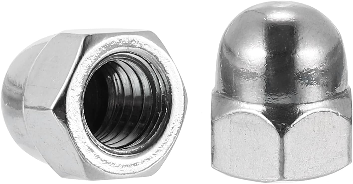 sourcing map 3/8"-16 Acorn Cap Nuts, 30Pcs 304 Stainless Steel Dome Cap Head Acorn Nut Hardware Nuts for Bolt Cover, Silvery