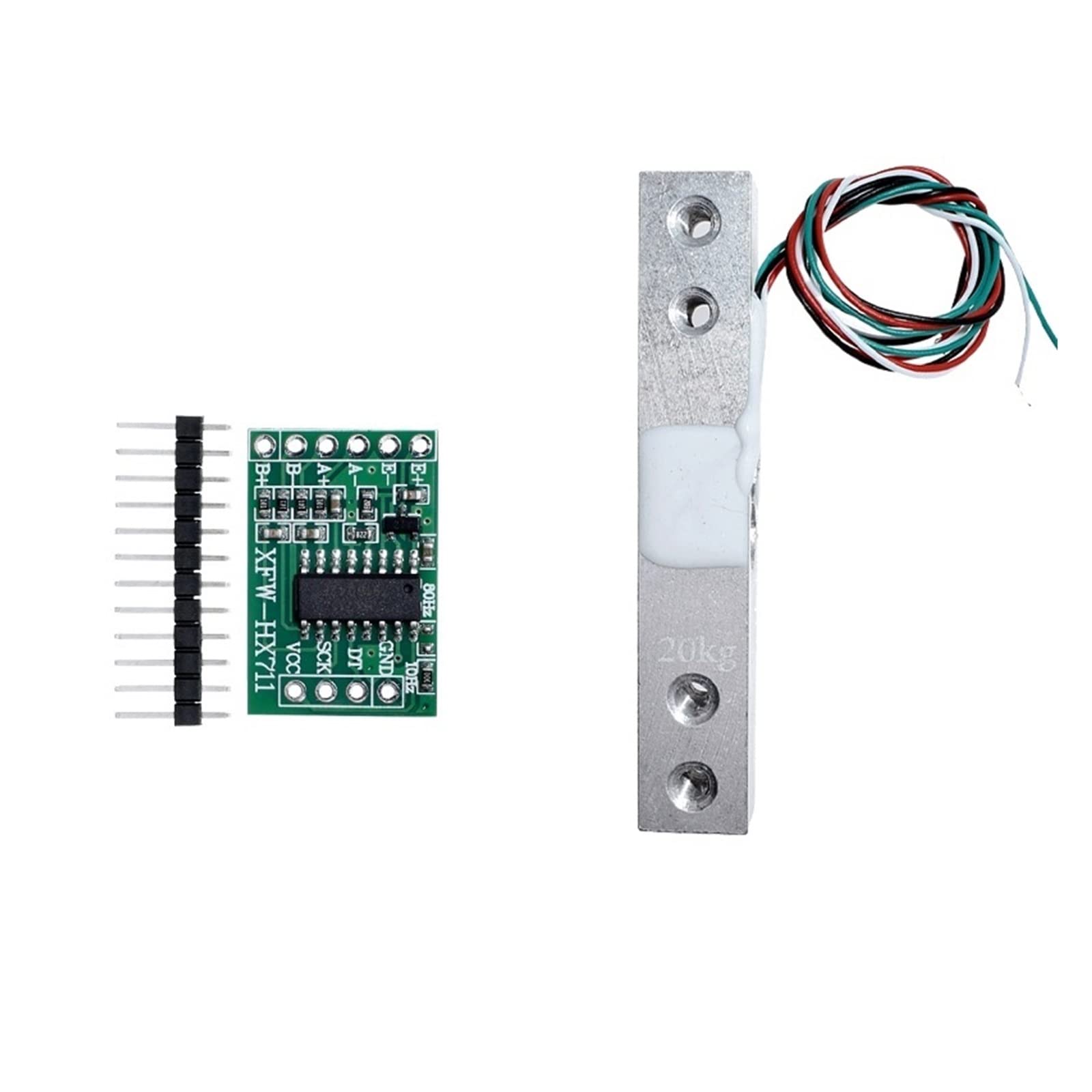Cfwwsaq 20Kg With Hx711 Load Cell, Load Cell 1Kg 2Kg 5Kg 10Kg 20Kg Hx711 Ad Weight Sensor Module Electronic Scale Aluminum Alloy Weighing Pressure Sensor(20Kg With Hx711)