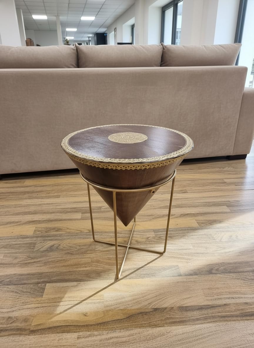 - Priti - Brass Fitted Wooden Coffee Table in SHEESHAM Solid Wood CONICAL Shape