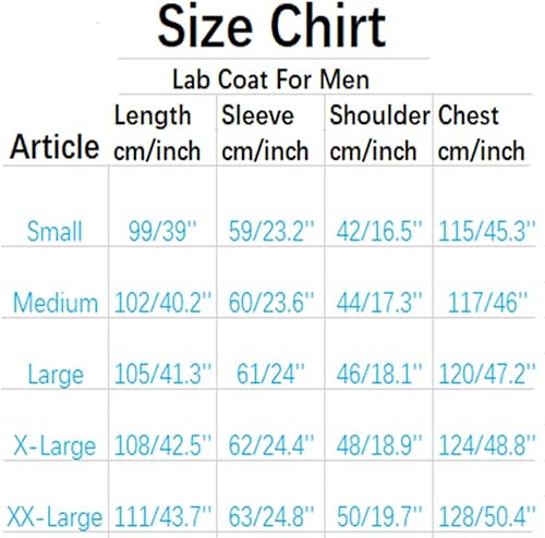 Miniatura 6 de GDEOUP Abrigo de laboratorio profesional para hombre, manga larga, polialgodón de manga larga, blanco científico médico abrigo de laboratorio