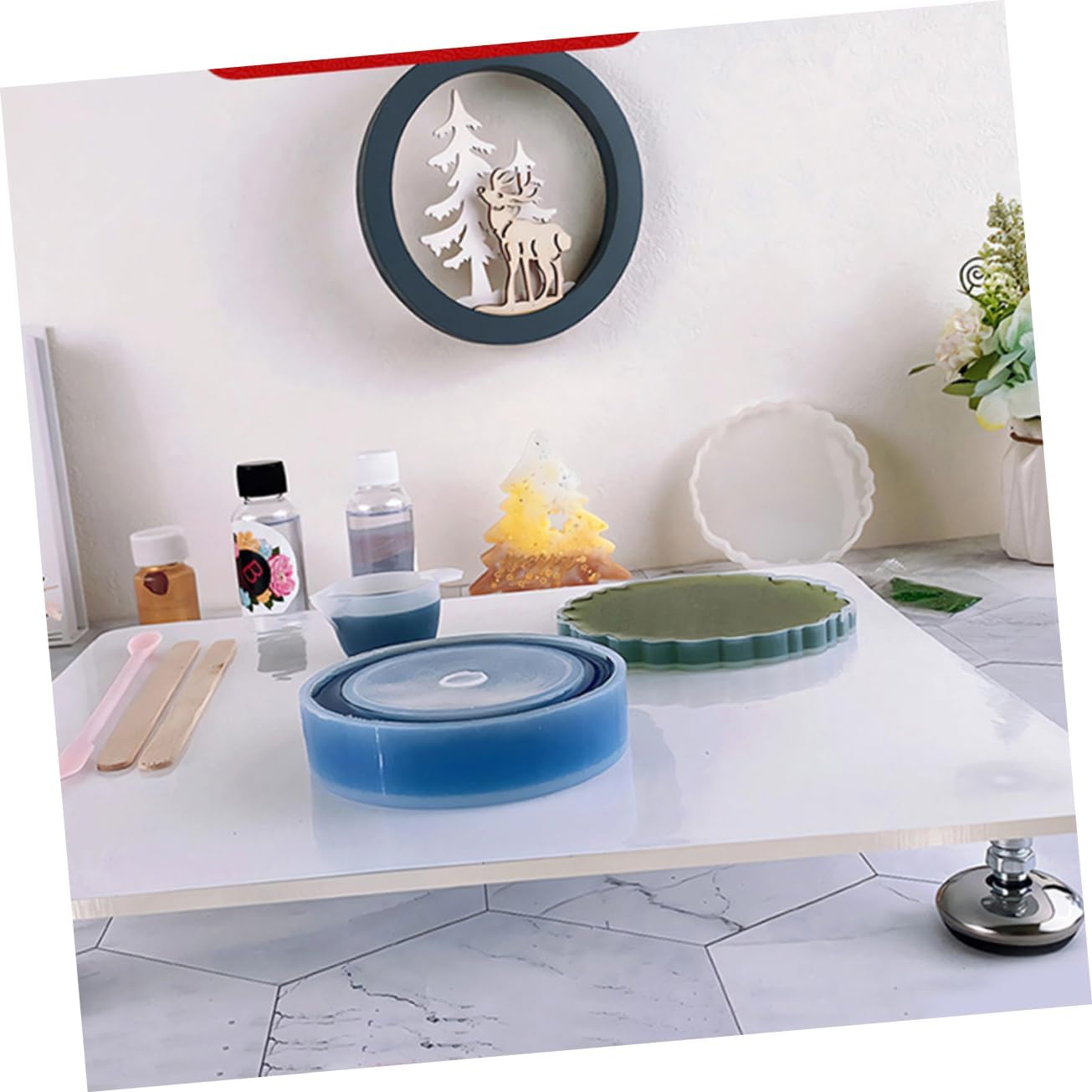 Anneome Adjustable Epoxy Resin Craft Leveling Table Casting Platform Self-Leveling Feet