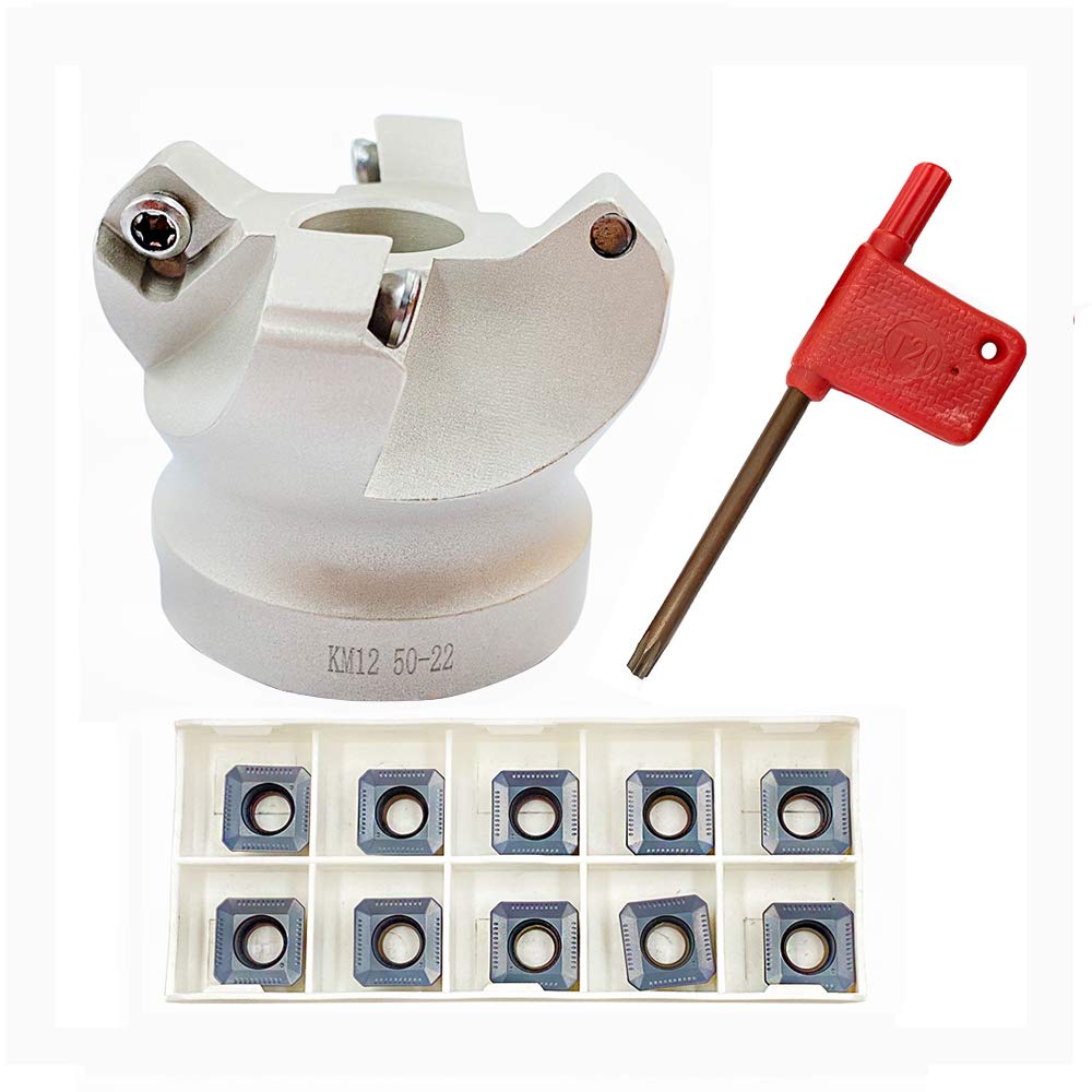 GBJ- RAP400R 50-22-4T + APMT1604PDER-DP 1.96" 90° Interchangeable Face Milling Holder Rough Processing Square Shoulder Plate Face Mill for APMT1604 APKT1604 (RAP400R 50-22-4T+APMT1604PDER-DP ZM20)